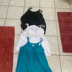 Women's Black, White, and Teal Tops